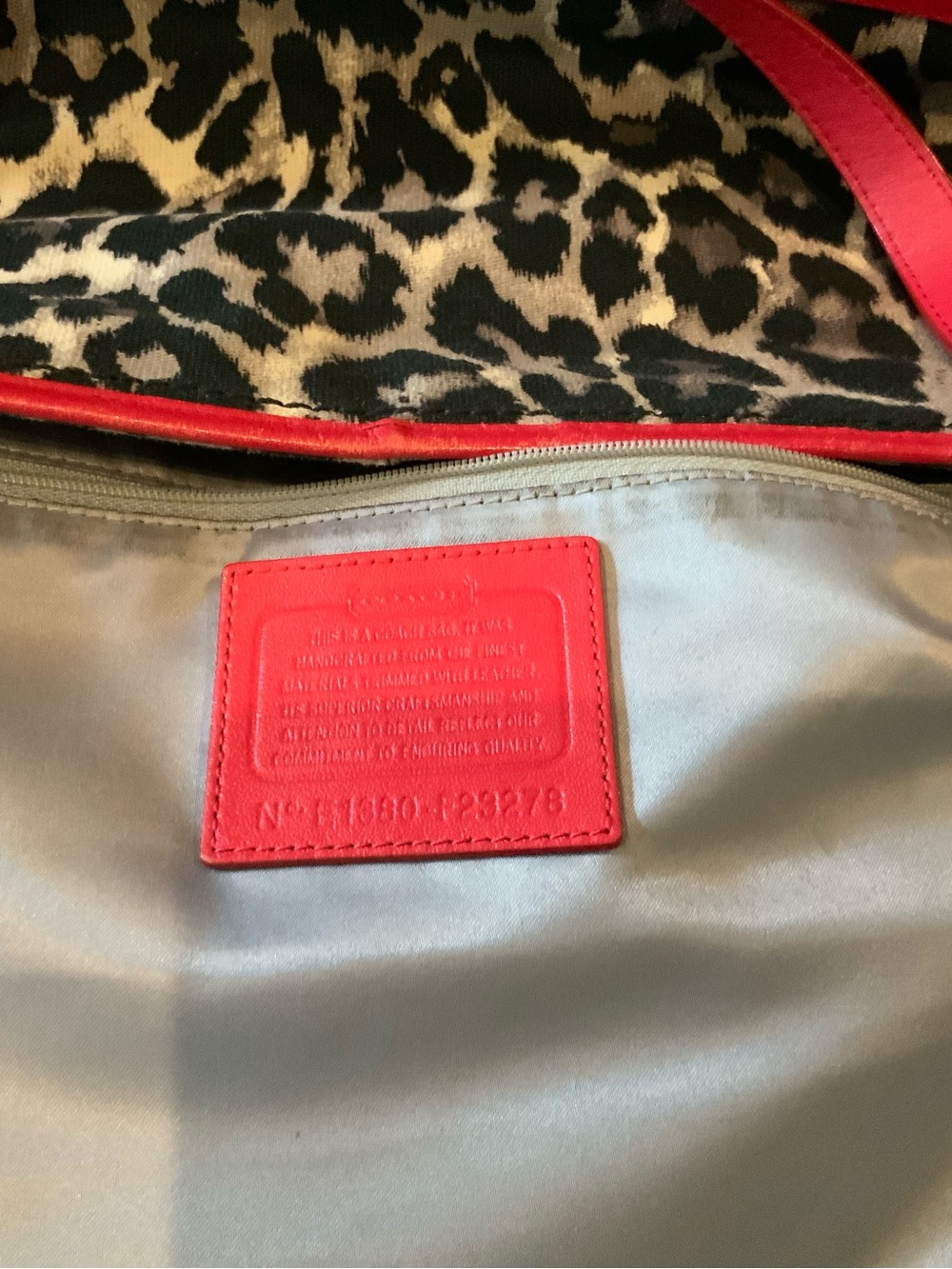 Coach Leopard-Print Shoulder Bag with Red Trim - Picture 7 of 7